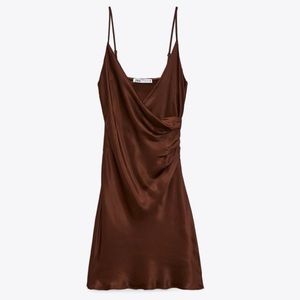 Zara brown satin mini dress